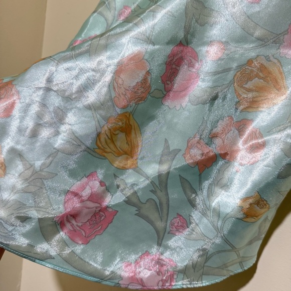 Women’s Vintage Silk Satin Floral Print Tulip Slip Tank Top Pjs Top No Size Tag - Picture 7 of 16
